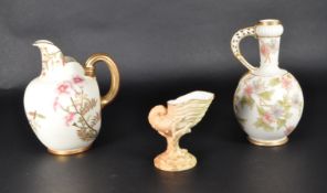 ROYAL WORCESTER - THREE PIECES OF 19TH CENTURY BLUSH CHINA JUGS