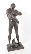 1987 VINTAGE BRONZED RESIN ROMAN GLADIATOR SCULPTURE