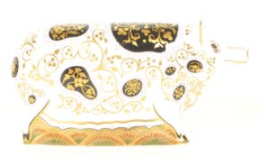 ROYAL CROWN DERBY - 2004 BONE CHINA LIMITED EDITION SPOTTY PIG FIGURE