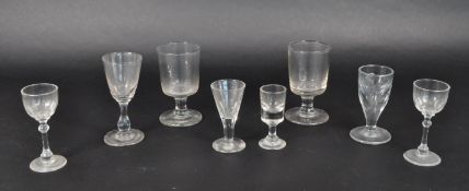 GEORGE III 18TH CENTURY RUMMER, LIQUOR AND TOASTING GLASSES