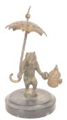 20TH CENTURY VINTAGE BRONZE BEAR HOLDING A BRASS UMBRELLA AND LAMP
