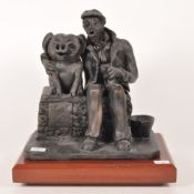PHYLLIS LEWIS - 1997 THE MINER AND THE PIG POTTERY SCULPTURE