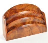20TH CENTURY BURR WALNUT DESK TIDY / LETTER RACK