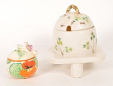 BELLEEK / BIZARRE BY CLARICE CLIFF - PORCELAIN BEEHIVE / APPLE BOX