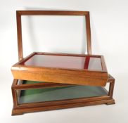 TWO VINTAGE 20TH CENTURY OAK TABLE TOP SHOWCASE DISPLAY CASES