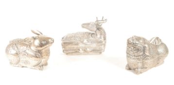 THREE VINTAGE 20TH CENTURY METAL ANIMAL BOXES