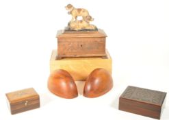 COLLECTION OF 20TH CENTURY WOODEN BOXES AND OTHER TREEN PIECES