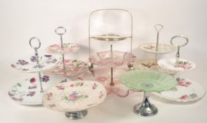 COLLECTION OF VINTAGE 20TH CENTURY CHINA TIERED SERVING PLATES