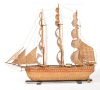 VINTAGE 20TH CENTURY WICKER RATTAN MODEL SHIP