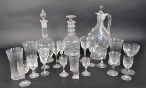 COLLECTION OF 19TH / 20TH CENTURY GLASS DECANTERS AND DRINKING GLASSES