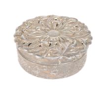 20TH CENTURY JAPANESE WHITE METAL ON COPPER CHRYSANTHEMUM LIDDED POT