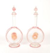 PAIR OF LATE 19TH CENTURY ITALIAN MURIAN GLASS DECANTERS