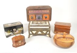 COLLECTION OF 20TH CENTURY WOODEN LIDDED BOXES