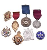 A COLLECTION OF SILVER & METAL JEWELS BADGES & MEDALS