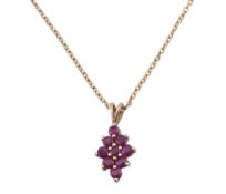HALLMARKED 9CT GOLD & RUBY PENDANT NECKLACE AF