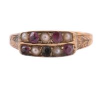 19TH CENTURY HALLMARKED 15CT GOLD & GEM SET RING