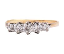 18CT GOLD & PLATINUM DIAMOND FIVE STONE RING