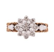 HALLMARKED 9CT GOLD & DIAMOND CLUSTER RING.