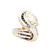 HALLMARKED 9CT BI-COLOUR GOLD WAVE RING