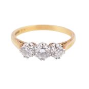 18CT GOLD & DIAMOND THREE STONE RING