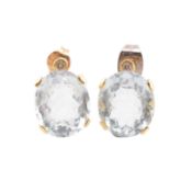 PAIR OF 18CT GOLD AQUAMARINE & DIAMOND EARRINGS