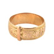 EDWARDIAN HALLMARKED 18CT GOLD BUCKLE BAND RING
