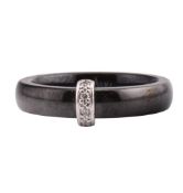 AMANDA WAKELEY ONYX SILVER & DIAMOND BAND RING