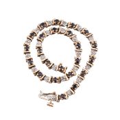 9CT GOLD SAPPHIRE & DIAMOND FANCY LINK BRACELET