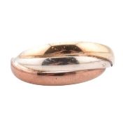 HALLMARKED 9CT TRI-COLOUR GOLD RING