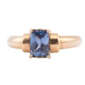 HALLMARKED 9CT GOLD & BLUE STONE SOLITAIRE RING