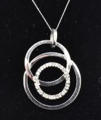 HALLMARKED 9CT WHITE GOLD & DIAMOND PENDANT NECKLACE