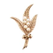 HALLMARKED 9CT GOLD & PEARL BROOCH