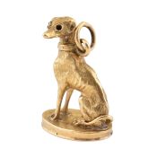 19TH CENTURY GOLD DOG CHARM SEAL FOB PENDANT