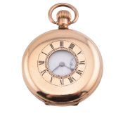 SWISS GOLD PLATED HALF HUNTER POCKET WATCH