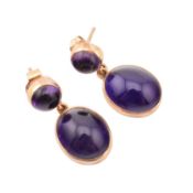 9CT GOLD & AMETHYST SET DROP EARRINGS
