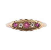 A HALLMARKED 9CT GOLD RUBY & DIAMOND RING