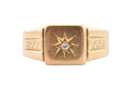 HALLMARKED 18CT GOLD & DIAMOND SIGNET RING