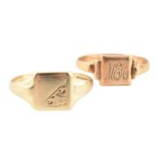 TWO HALLMARKED 9CT GOLD GENTLEMANS SIGNET RING
