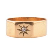 1920S HALLMARKED 18CT GOLD & DIAMOND BAND RING