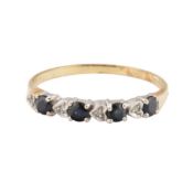HALLMARKED 9CT GOLD SAPPHIRE AND DIAMOND RING