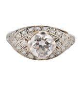 ART DECO PLATINUM & DIAMOND DOME RING