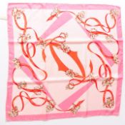 CARTIER PINK & RED PANTHERE PRINTED SILK SCARF