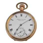 EARLY 20TH CENTURY AMERICAN WALTHAM TRAVELER GOLD PLATED POCKET WATCH