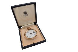 CASED GOLD PLATED OPEN FACE POCKET WATCH