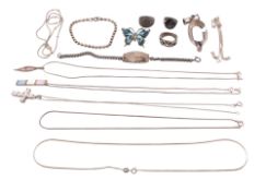 COLLECTION OF SILVER & GEM SET JEWELLERY