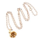 HALLMARKED 9CT GOLD ROSE PENDANT & NECKLACE CHAIN