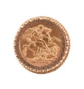 HALLMARKED 9CT GOLD MOUNTED 1912 FULL SOVEREIGN RING
