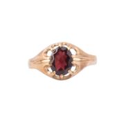 HALLMARKED 9CT GOLD & GARNET SIGNET RING