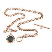 EARLY 20TH CENTURY GOLD WATCH CHAIN & FOB