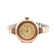 HALLMARKED 9CT GOLD VERTEX WRISTWATCH WITH ROLLED GOLD STRAP